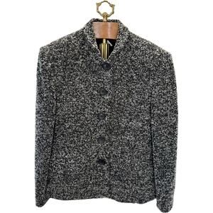 MONICA BIANCO Milano Italian Tweed Wool Blend Blazer Women's Size 10 Black White
